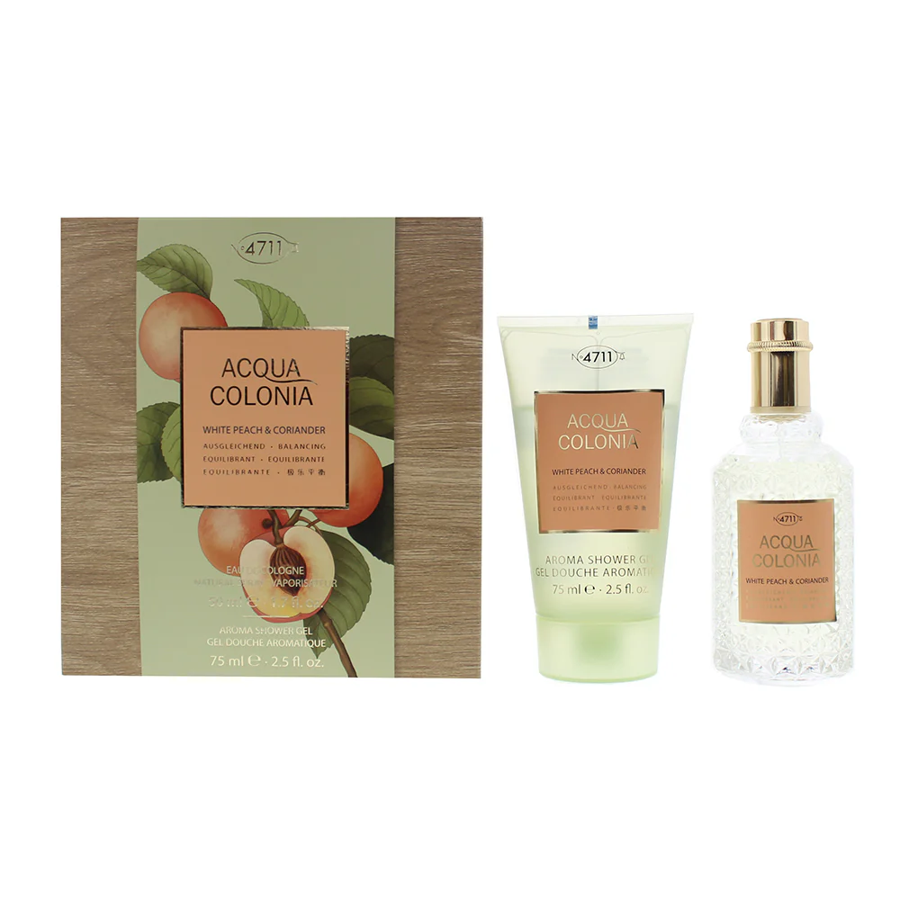 4711 Acqua Colonia White Peach & Coriander 2 Piece Gift Set: Eau De Cologne 50ml - Shower Gel 75ml - Image 2
