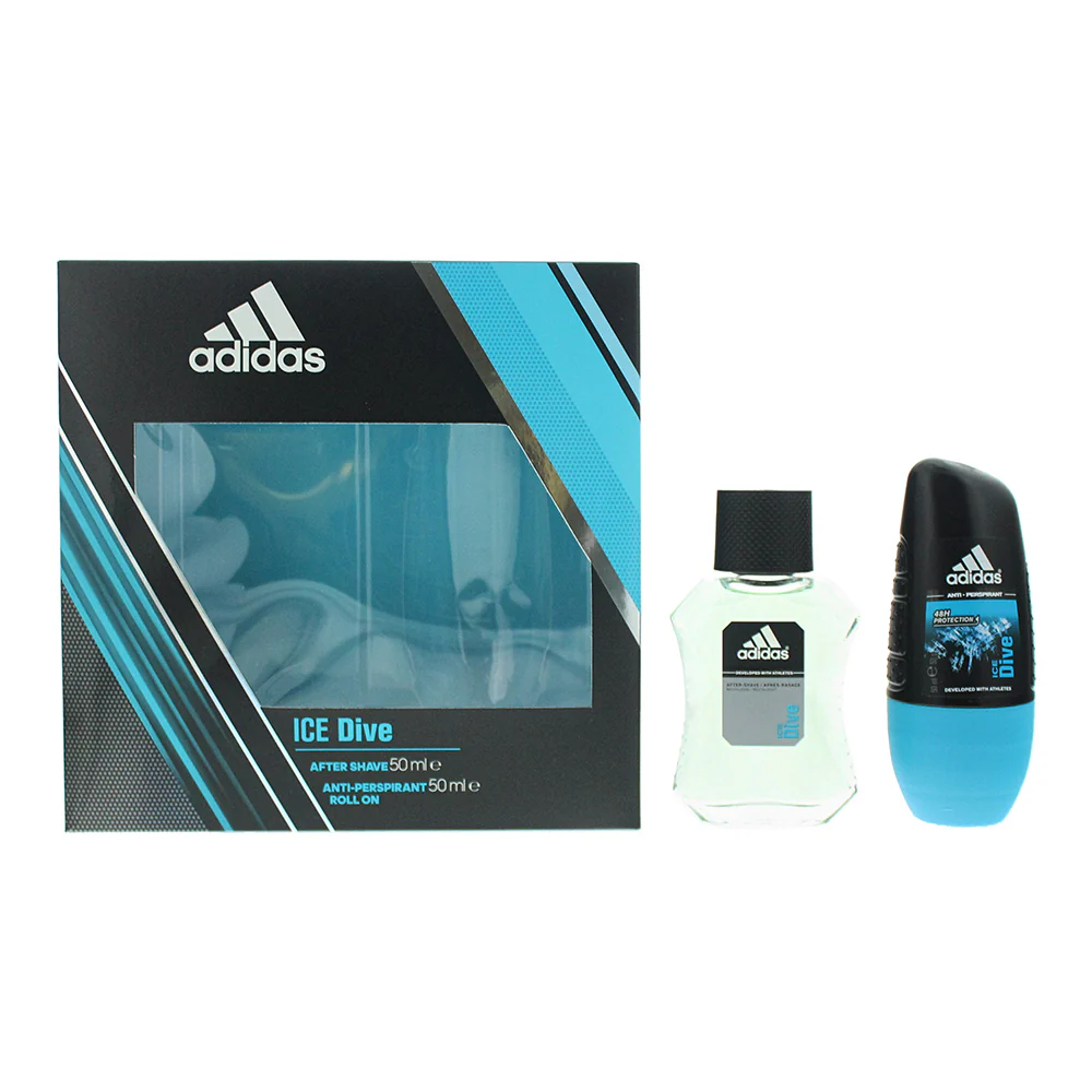 Adidas Ice Dive 2 Piece Gift Set: Aftershave 50ml - Deodorant Roll-On 50ml - Image 2