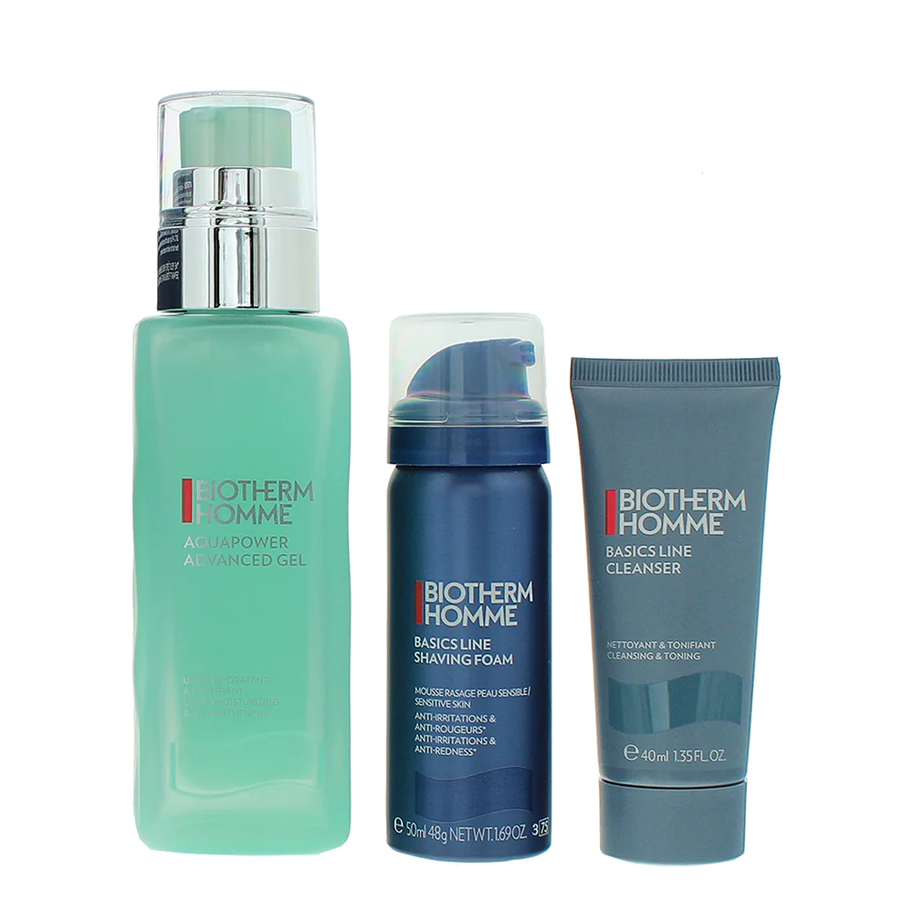 Biotherm Homme Aqua Power 3 Piece Gift Set: Cleansing Gel 40ml - Shaving Foam 50ml - Ultra-Moisturising & Strengthening Gel 75ml - Image 3