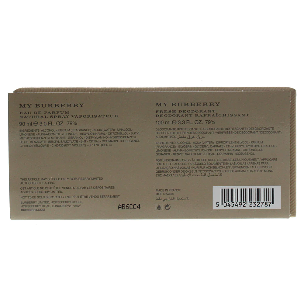 Burberry My Burberry Eau De Parfum 2 Piece Gift Set: Eau De Parfum 90ml - Deodorant 100ml - Image 2