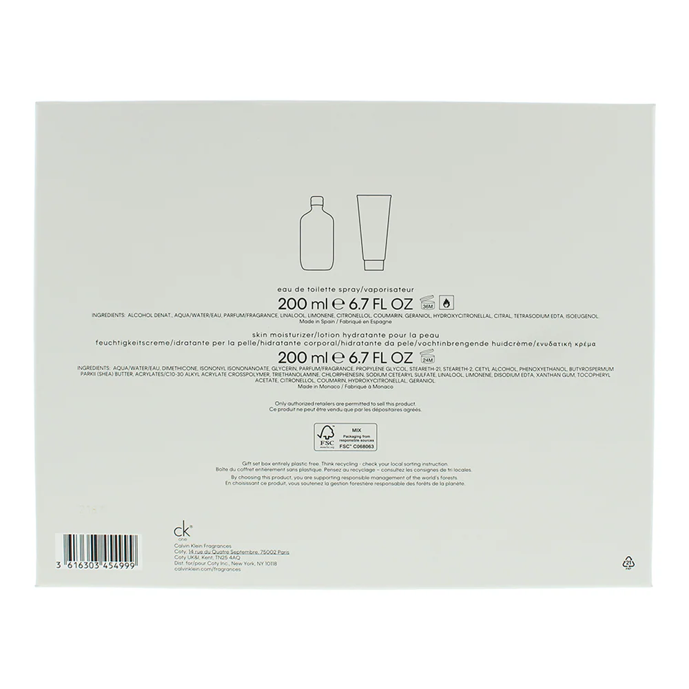 Calvin Klein Ck One 2 Piece Gift Set: Eau De Toilette 200ml - Body Lotion 200ml - Image 6