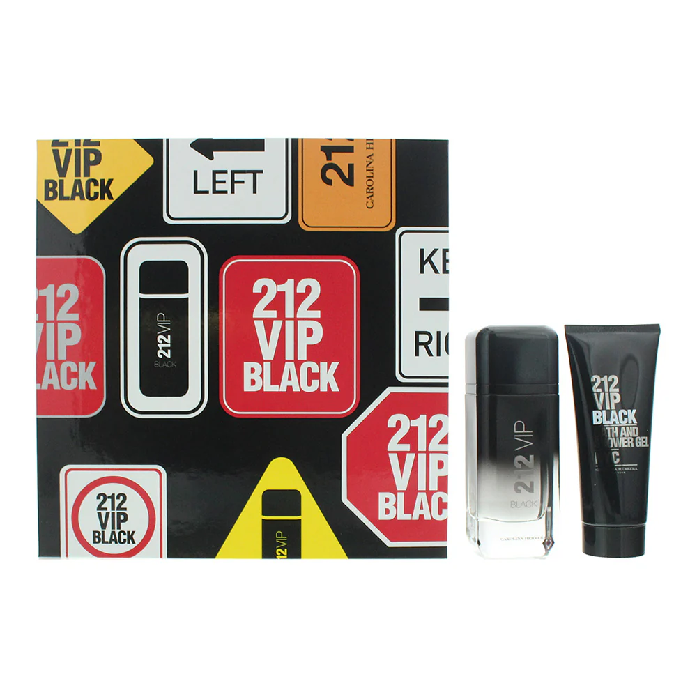 Carolina Herrera 212 Vip Black 2 Piece Gift Set: Eau De Parfum 100ml - Shower Gel 100ml - Image 2