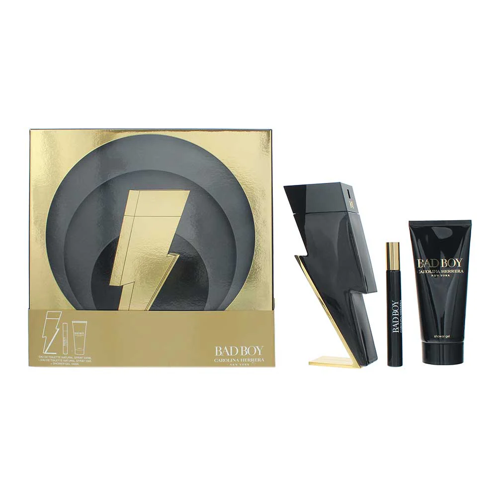 Carolina Herrera Bad Boy 3 Piece Gift Set: Eau de Toilette 100ml - Eau de Toilet - Image 2