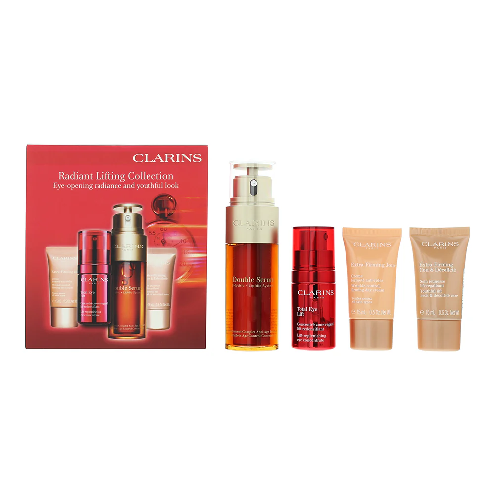 Clarins 4 Piece Gift Set: Double Serum 50ml - Total Eye Lift Concentrate 15ml -