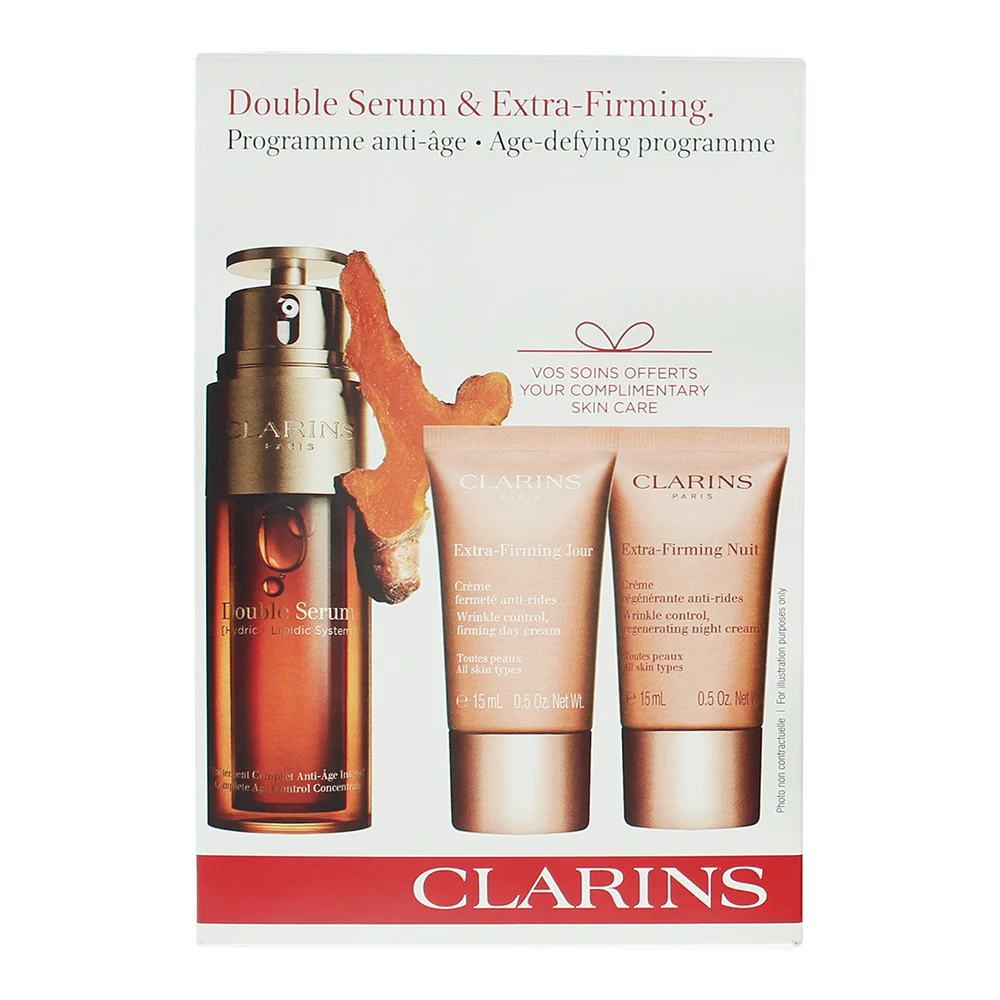 Clarins Double Serum 3 Piece Gift Set: Double Serum 50ml - Extra-Firming Day Cre - Image 3