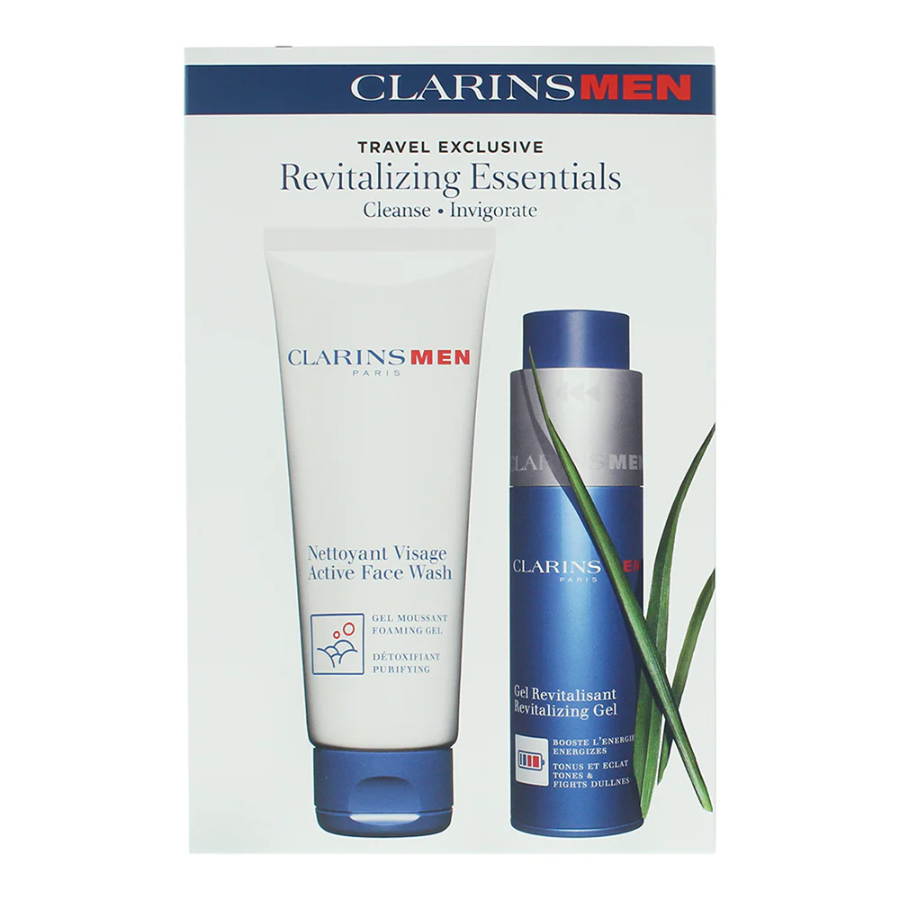 Clarins Men Revitalizing Essentials 2 Piece Gift Set: Face Wash 125ml - Gel 50ml - Image 3