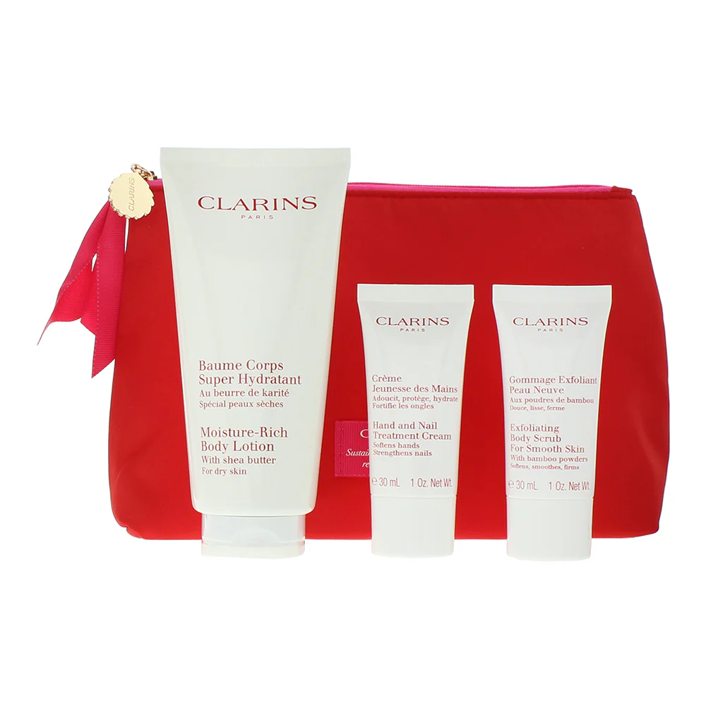 Clarins Moisture-Rich 4 Piece Gift Set: Body Lotion 200ml - Body Scrub 30ml - Ha - Image 2