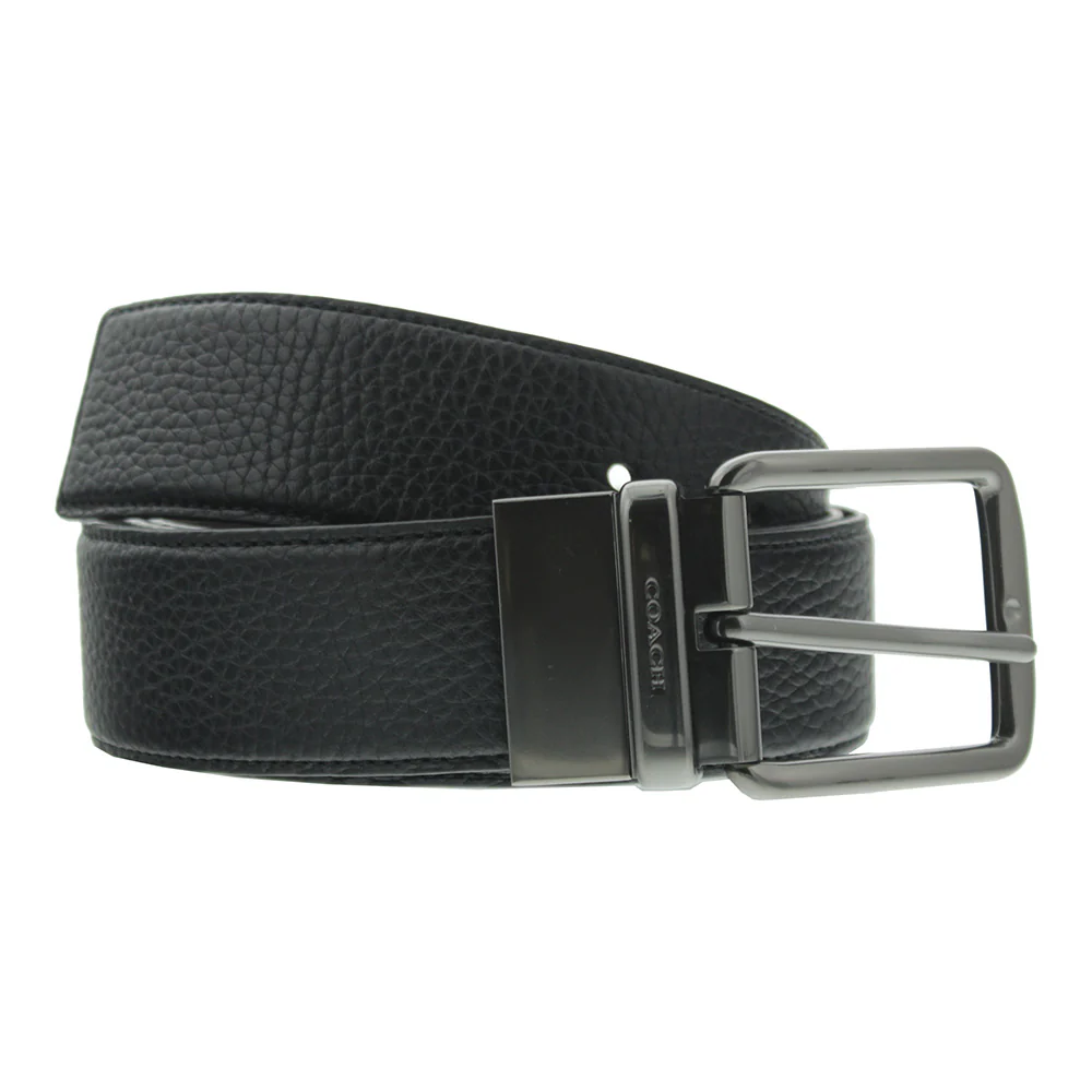 Coach Wide Reversible Black and Mahogany Belt