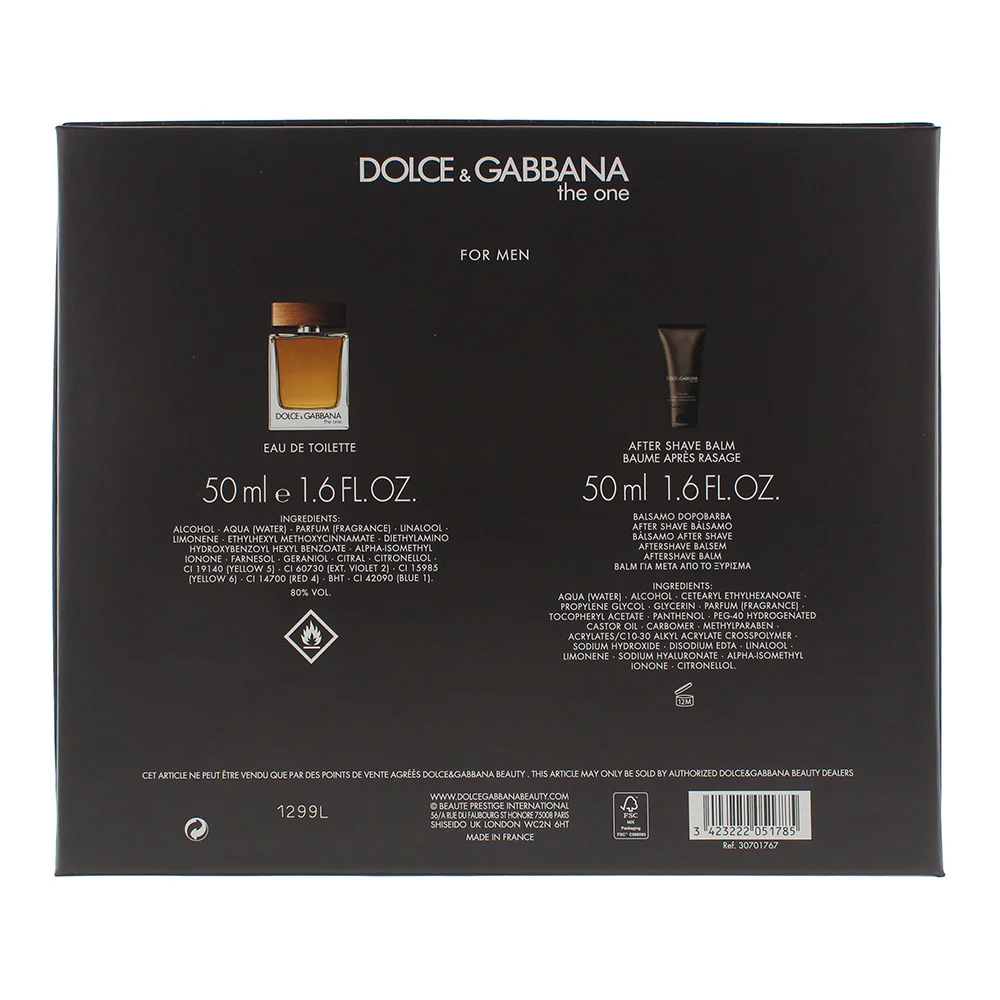Dolce & Gabbana The One For Men 2 Piece Gift Set: Eau De Toilette 50ml - Aftershave Balm 50ml - Image 6