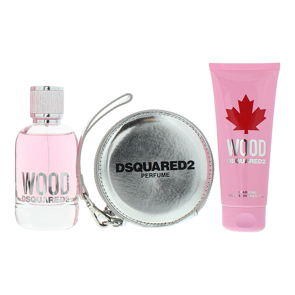 Dsquared2 Wood 3 Piece Gift Set: Eau De Toilette 100ml - Shower Gel 100ml - Pouc - Image 2