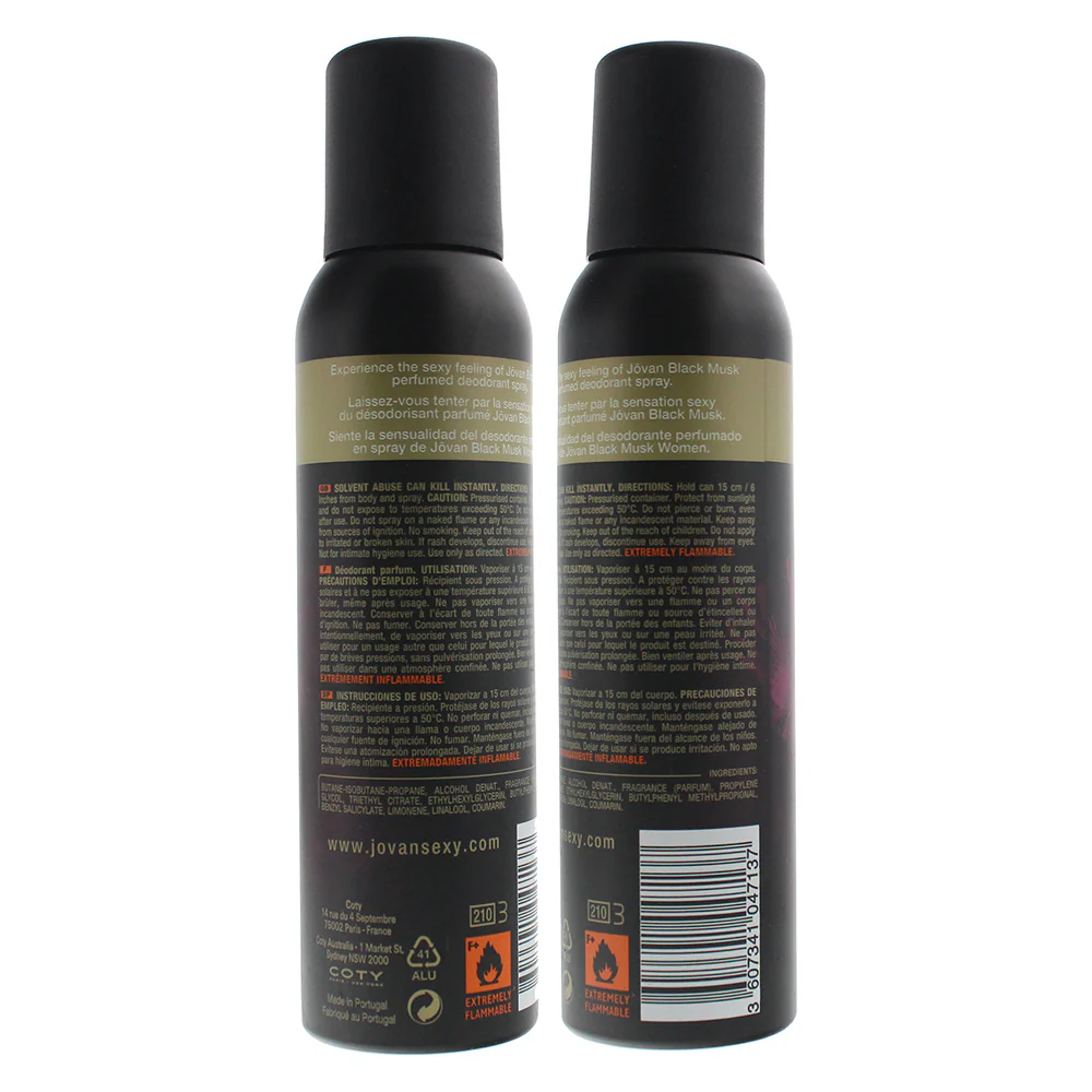 Jovan Black Musk Deodorant Spray 150ml - Image 2