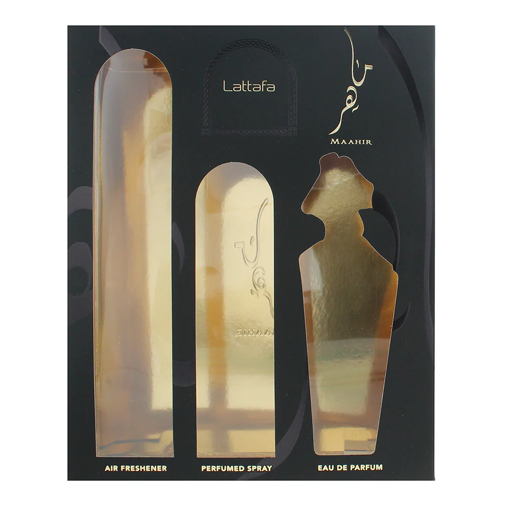 Lattafa Maahir 3 Piece Gift Set: Eau de Parfum 100ml - Air Freshener 300ml - Per - Image 4