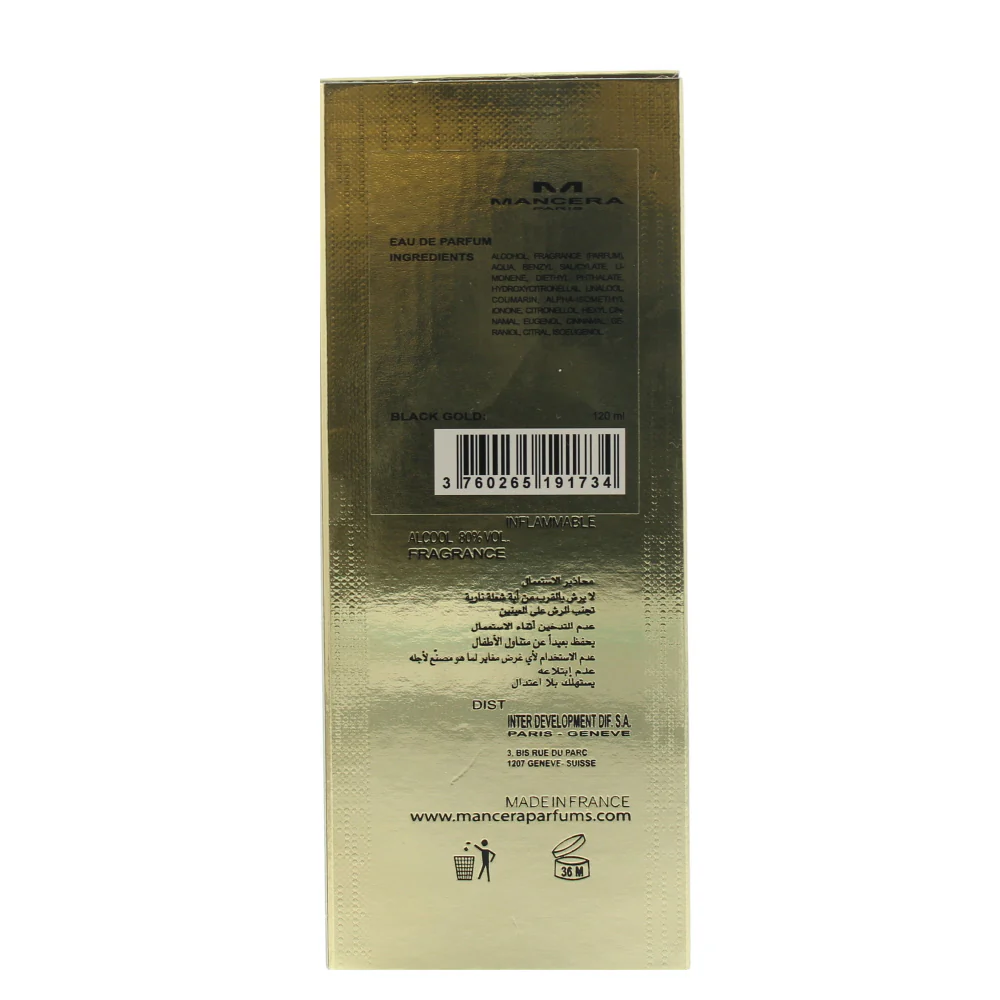 Mancera Paris Black Gold Eau de Parfum 120ml - Image 4