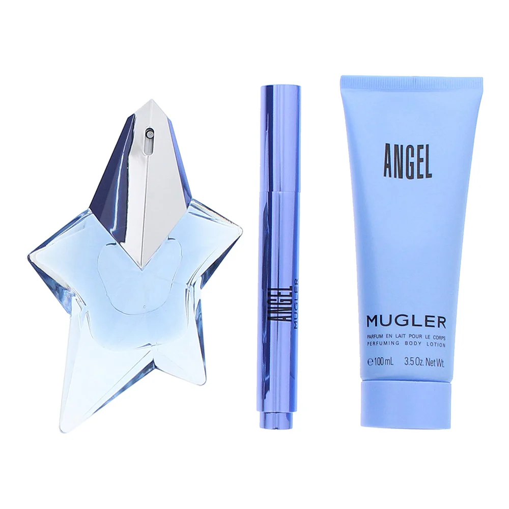 Mugler Angel Refillable 3 Piece Gift Set: Eau De Parfum 50ml - Perfuming Brush 7ml - Body Lotion 100ml - Image 2