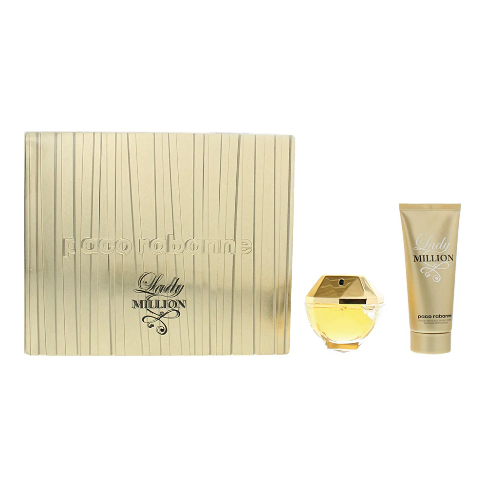 Paco Rabanne Lady Million 2 Piece Gift Set: Eau De Parfum 80ml - Body Lotion 100ml