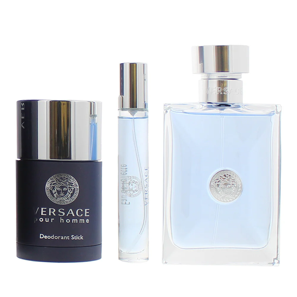 Versace Pour Homme 3 Piece Gift Set: Eau De Toilette 100ml - Deodorant Stick 75ml - Eau De Toilette 10ml - Image 2